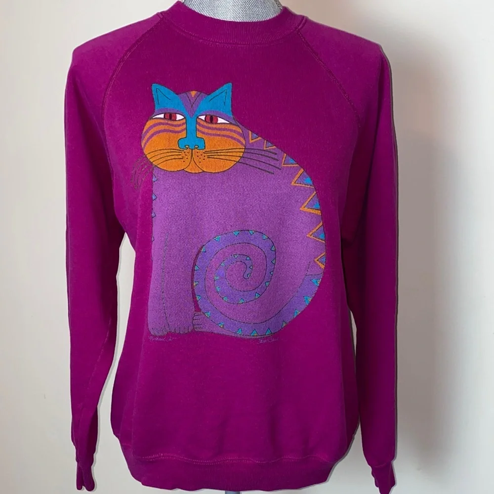 Dopamine Colorful Cat Design Crewneck Sweatshirt
